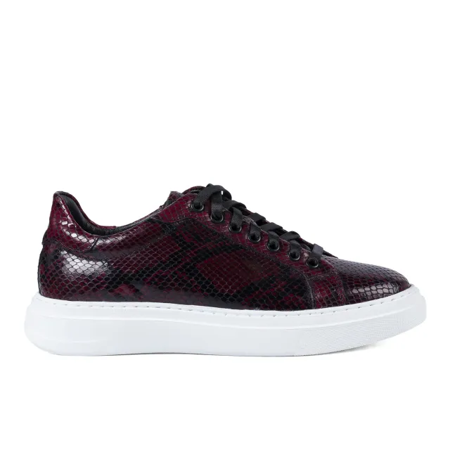 Lucas Shoes 510 Chile Snake sneakers bordo piele naturala