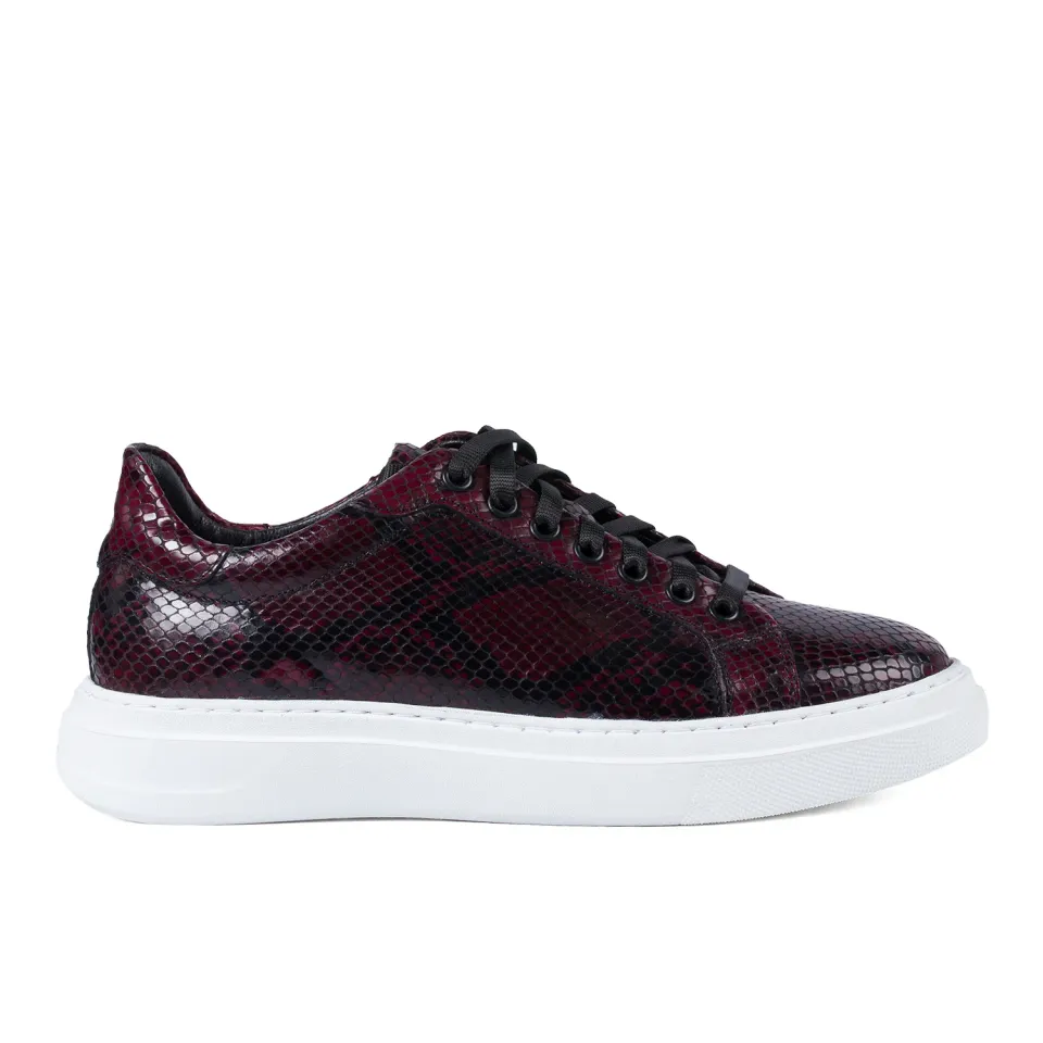 Lucas Shoes 510 Chile Snake sneakers bordo piele naturala