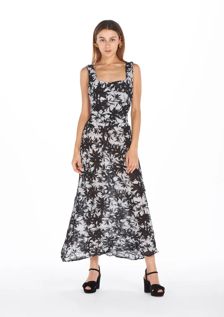 Flagelus Zhou Black Dress rochie lungă bumbac