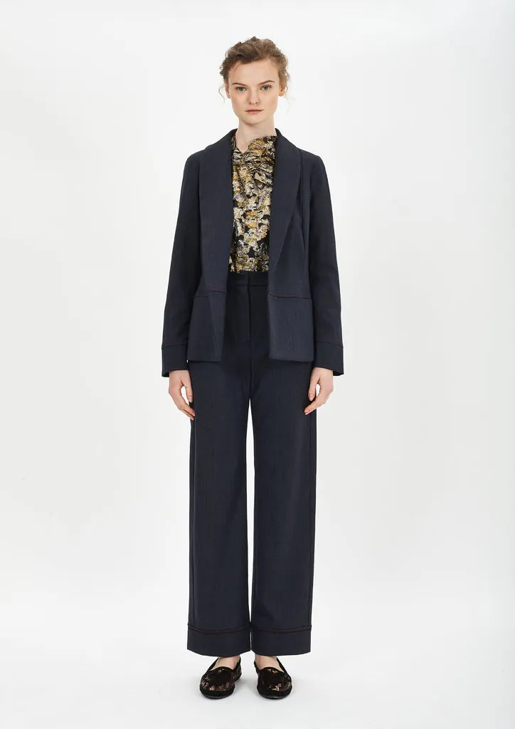 Flagelus Edward Blazer sacou bleumarin lana
