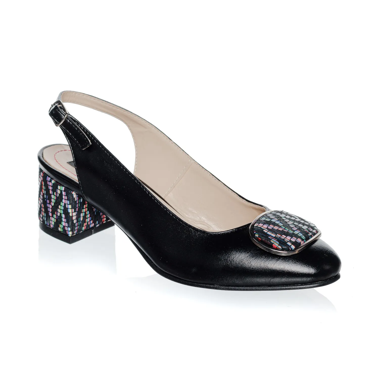 Catinca Shoes D21 NBZ sandale dama piele negru zig zag