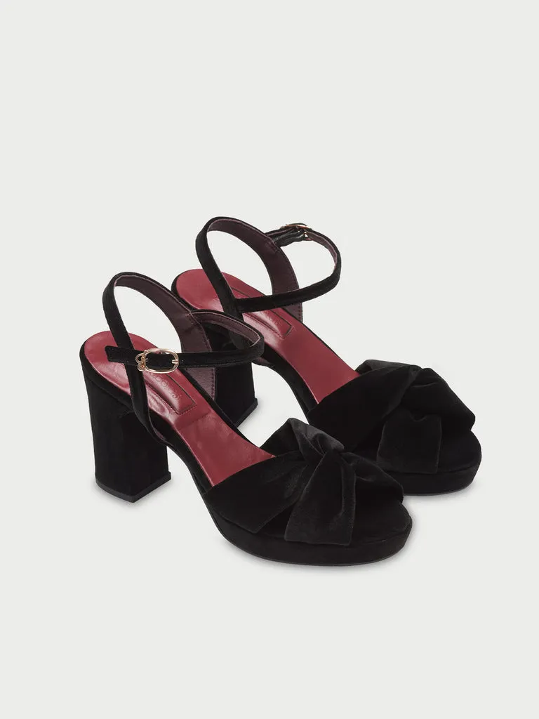 Flagelus Mushu Black sandale toc negru catifea