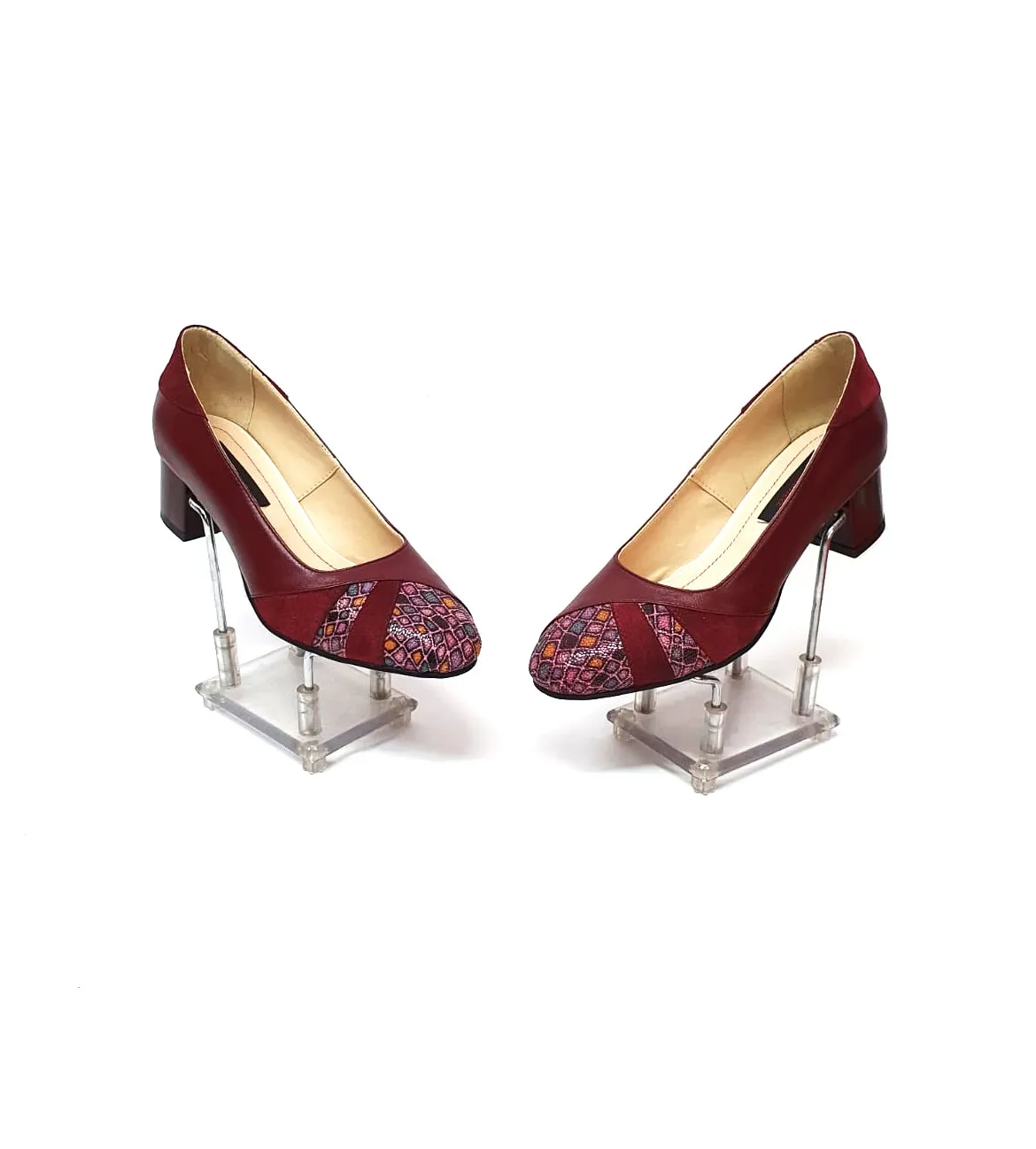 Catinca Shoes Bordo Box C44 BBAPB pantofi dama pietre bordo