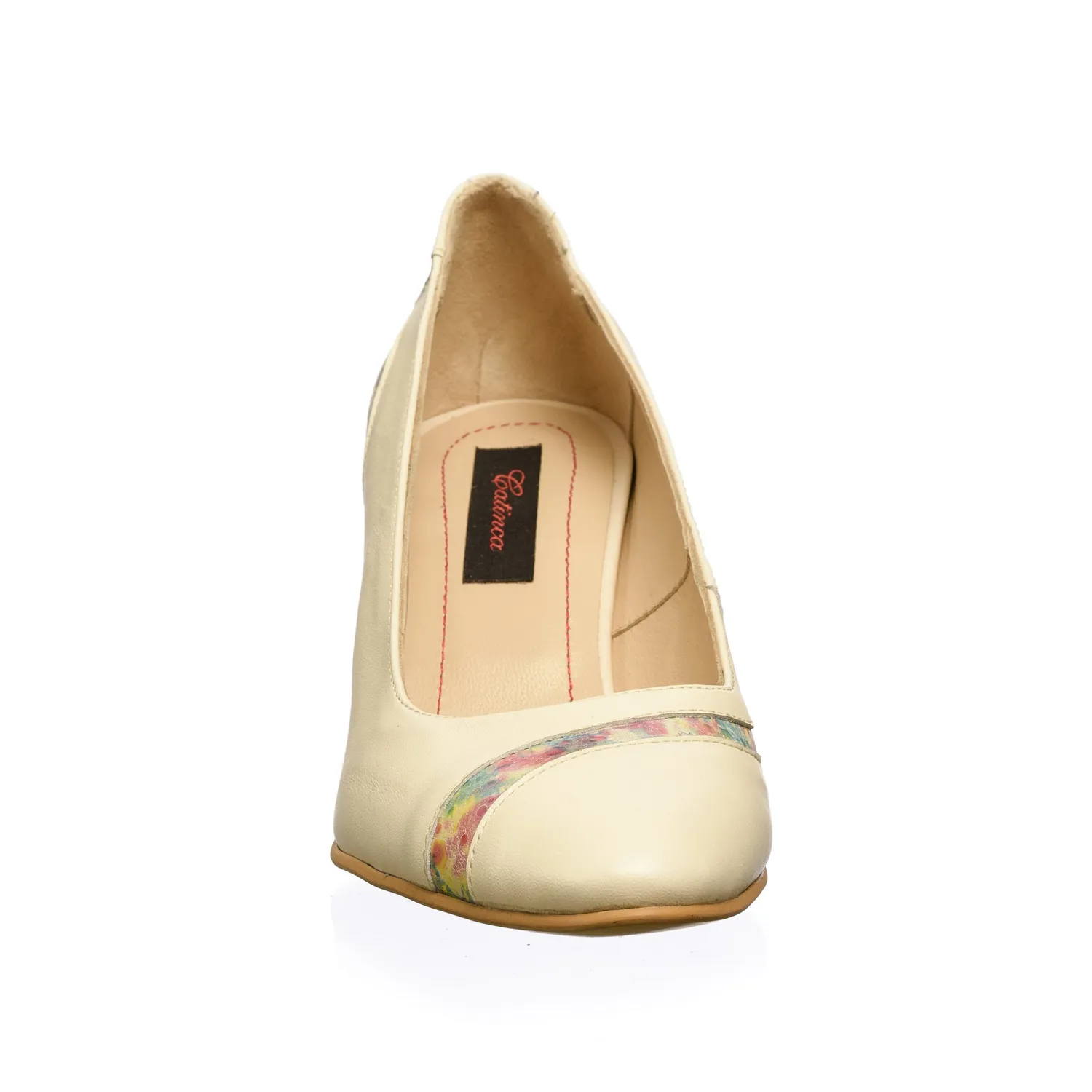 Catinca Shoes 114 BM pantofi piele bej toc multicolor