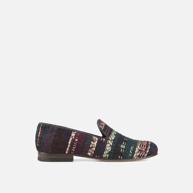 Cecilia Bringheli Positano Petrol Blue Gold Woven pantofi piele