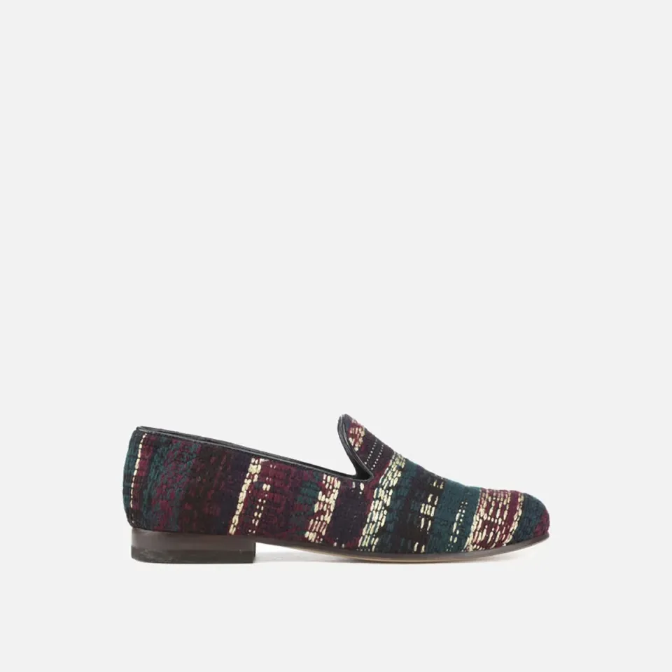 Cecilia Bringheli Positano Petrol Blue Gold Woven pantofi piele