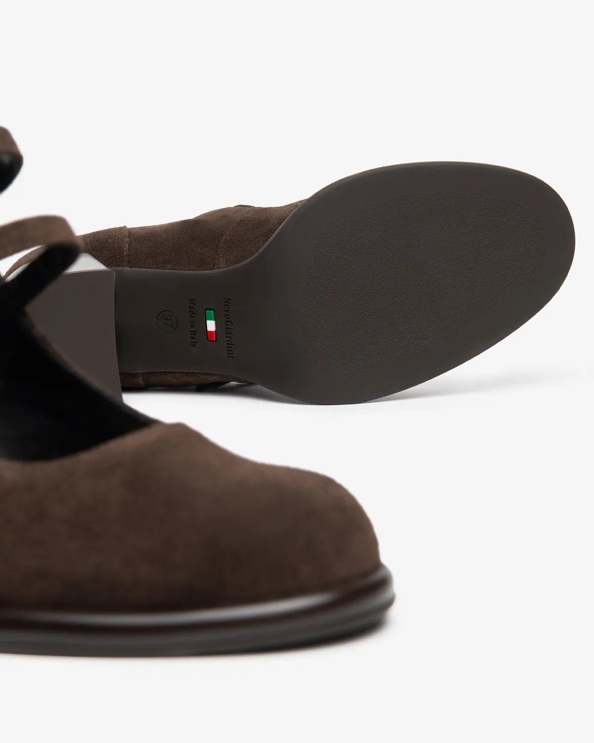 Pantofi Mary Jane NeroGiardini piele intoarsa toc 80 mm