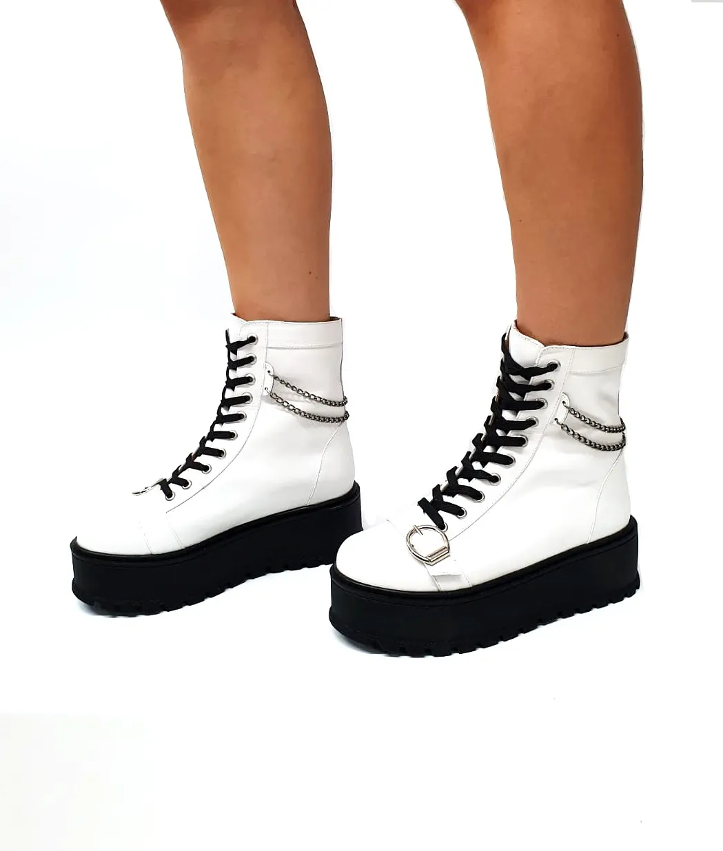 Catinca Shoes BC34 A bocanci dama piele naturala albi