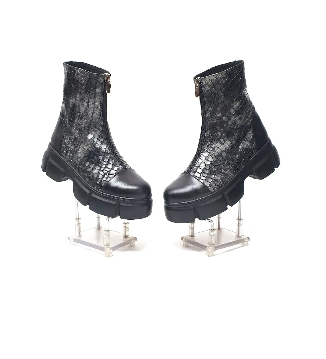 Catinca Shoes BC25 SN bocanci dama piele naturala sarpe negru
