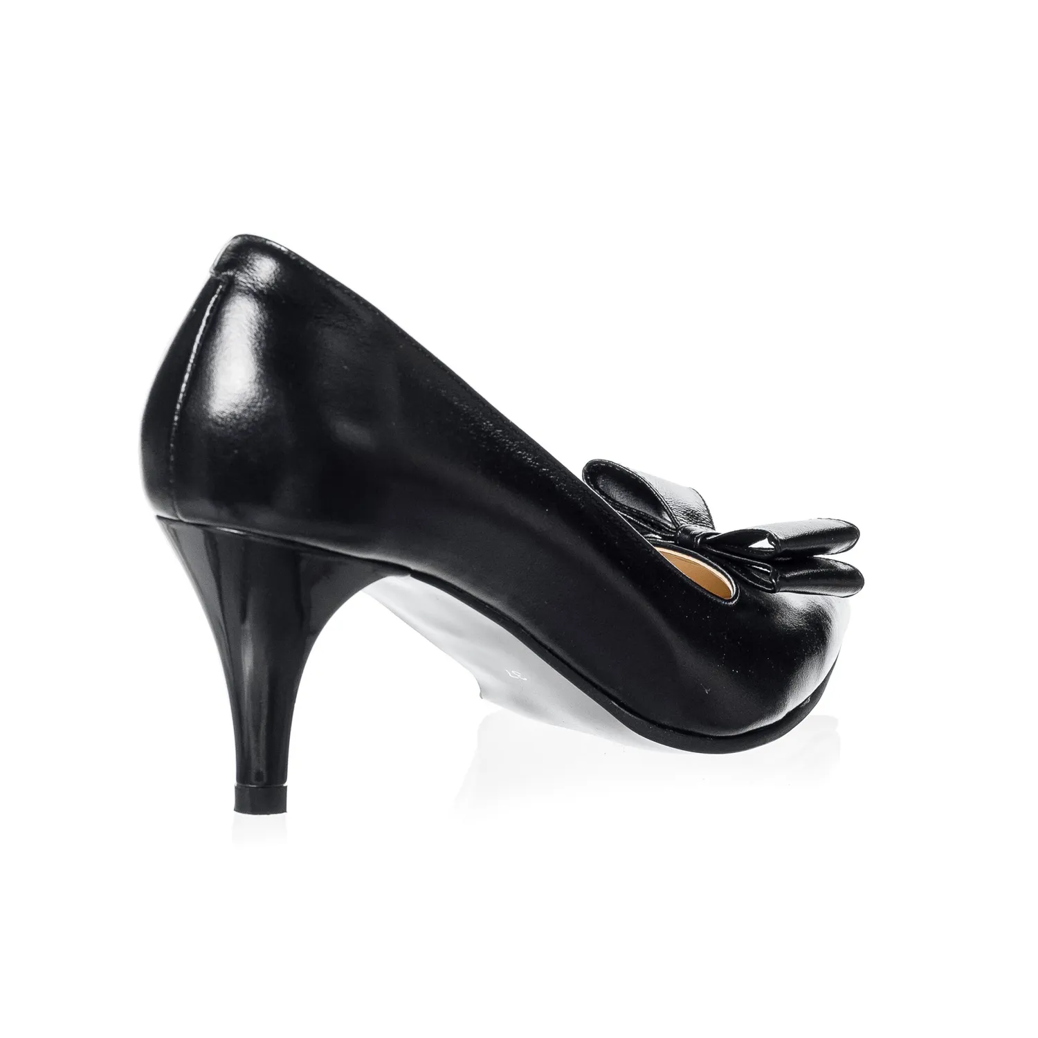 Catinca Shoes A20 NB pantofi dama piele naturala negru funda