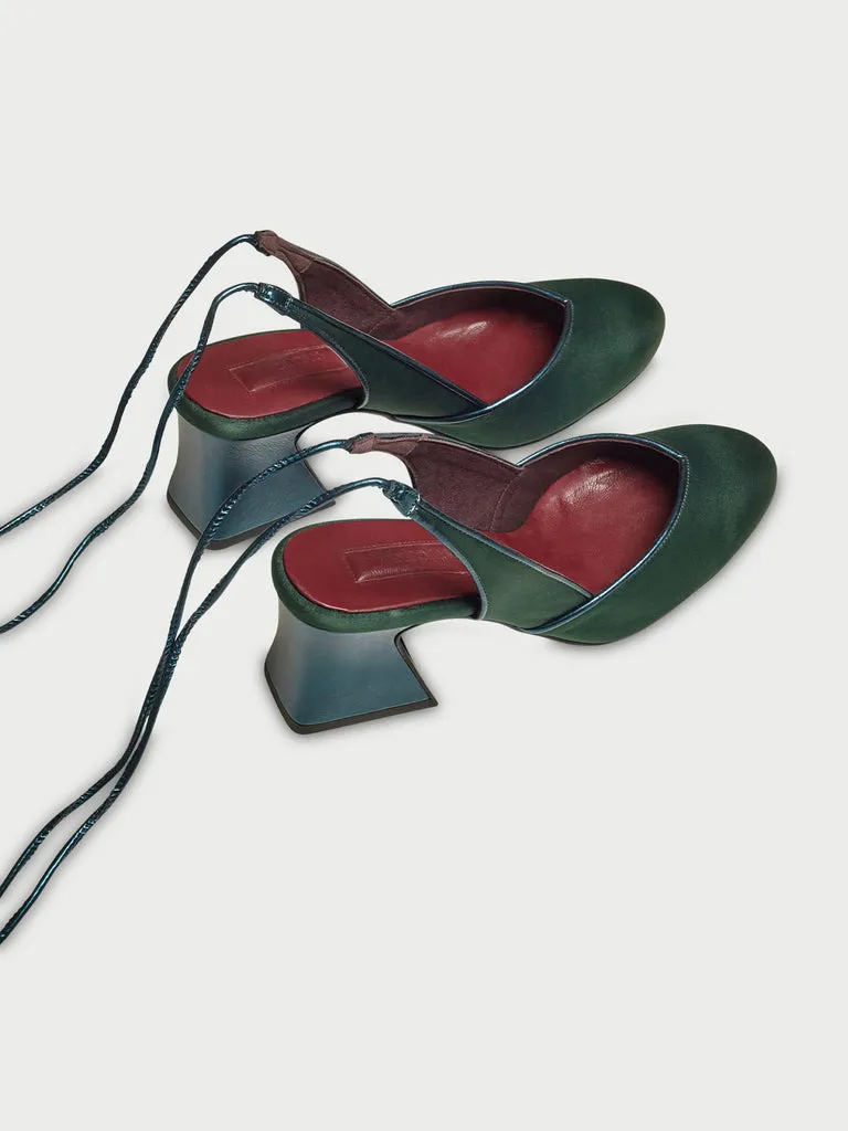 Flagelus Swing Shadow pantofi toc verde petrol