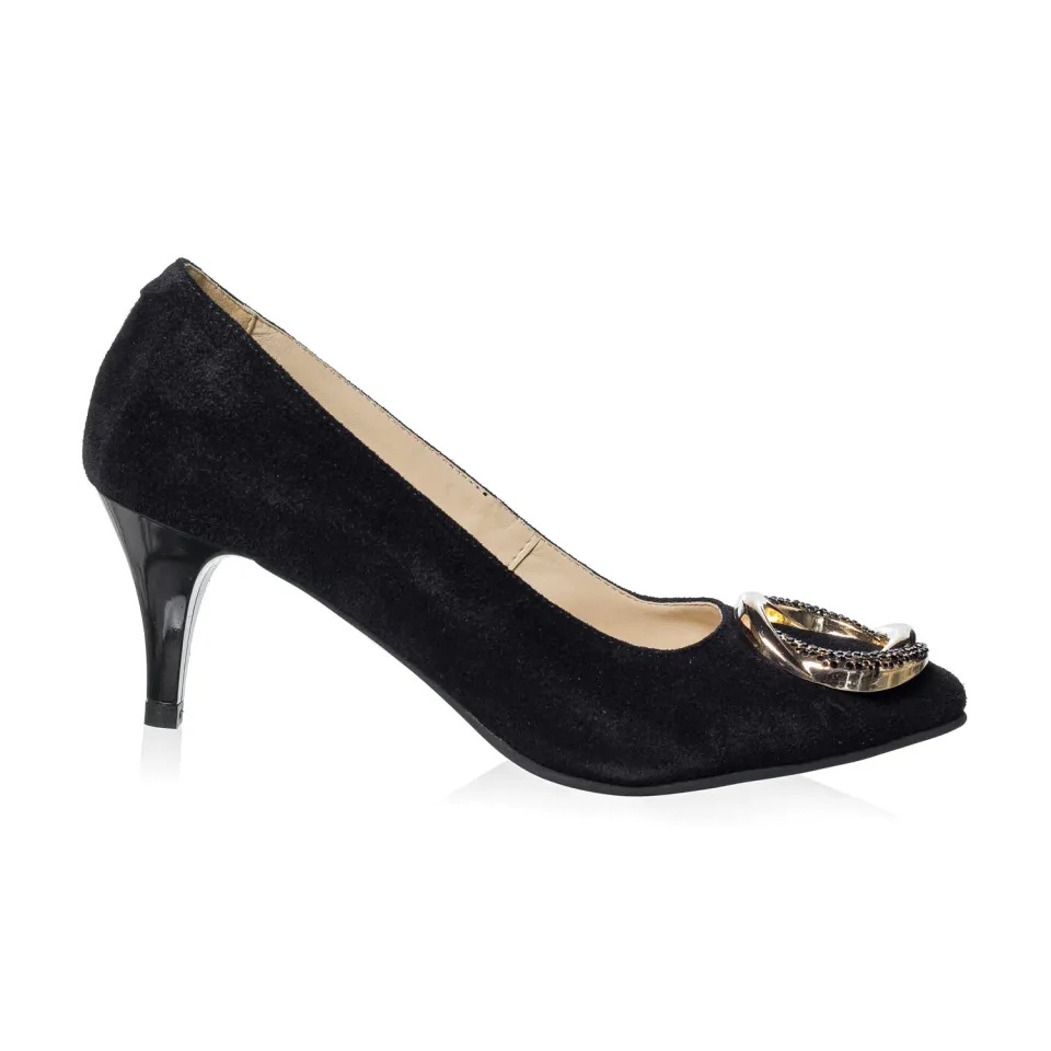 Catinca Shoes A31 NA pantofi dama piele naturala negru antilopa