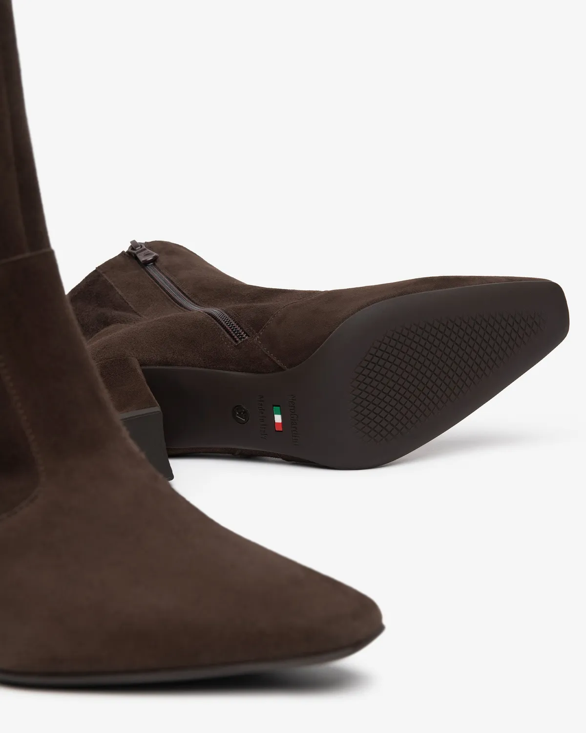 NeroGiardini botine dama piele intoarsa toc 75 mm
