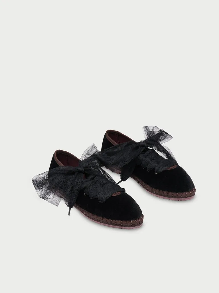 Flagelus Ginevra Black papuci negri catifea